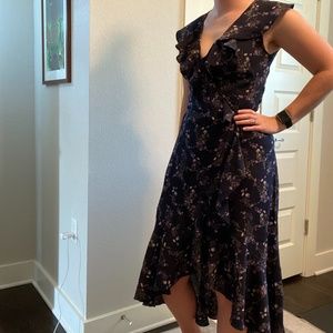 Max Studio Miley Ruffle Detail Wrap Midi Dress